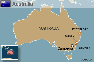 Mapa Austrália corrigido (Foto: Arte/G1)