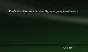 Aviso aos jogadores que tentam se conectar na PSN: 'serviço está em manutenção' (Foto: Reprodução)