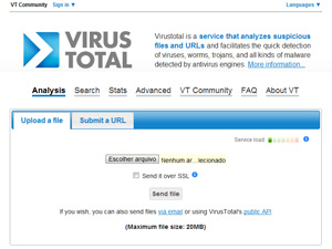 Na dúvida, você vai precisar da opinião de muitos antivírus. O VirusTotal analisa um arquivo em mais de 40 softwares de segurança (Foto: Reprodução)