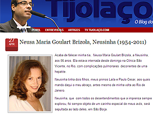 O deputado federal Brizola Neto anunciou a morte da tia em seu blog (Foto: Reprodução / Internet)