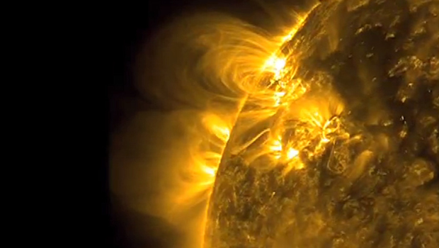 Imagens do sol capturada pelo satélite chamado Observador Dinâmico Solar (SDO, em inglês) (Foto: Nasa)