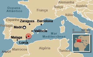 mapa terremoto espanha 2 (Foto: Arte G1)