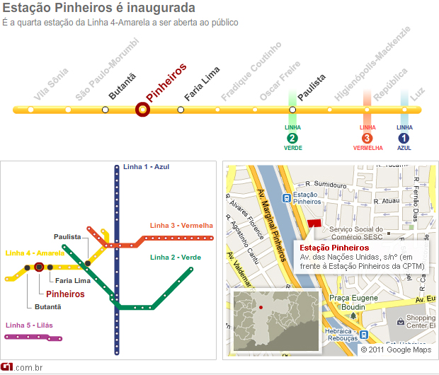 Estação Pinheiros do Metrô (Foto: Arte/G1)