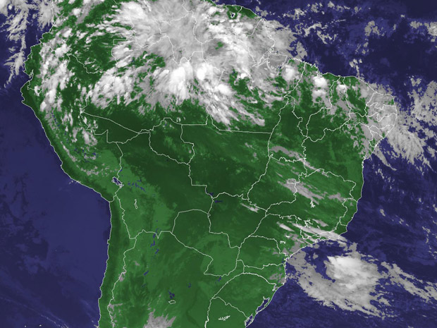 Imagem de satélite capturada neste domingo, 15 de maio (Foto: Reprodução/Cptec/INPE)