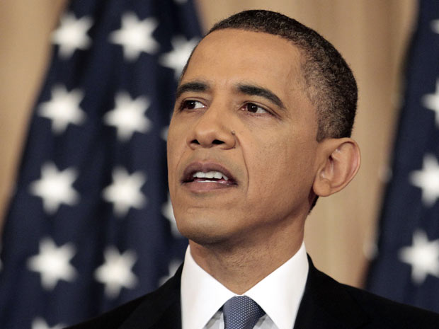 O presidente dos EUA, Barack Obama, discursa sobre a política americana para os países árabes, nesta quinta-feira (19) na Casa Branca (Foto: AP)