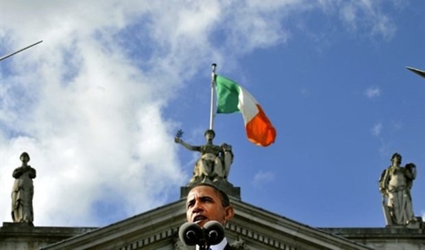 O presidente dos EUA, Barack Obama, durante discurso em Dublin, nesta segunda (23) (Foto: Jewel Samad / AFP)