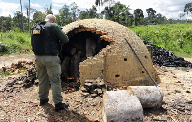 Forno é destruído por agentes do Ibama em operação contra o desmate ilegal em Nova Ipixuna (PA) (Foto: Nelson Feitosa/Ibama)