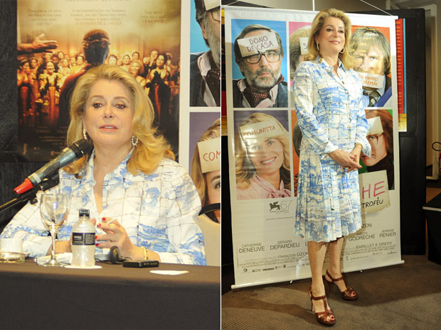 A atriz Catherine Deneuve participa de coletiva de imprensa em São Paulo na tarde desta quarta-feira (8) (Foto: Flavio Moraes/G1)