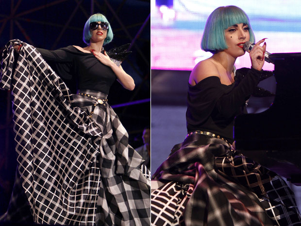 A cantora Lady Gaga se apresenta durante a Parada Gay da Itália neste sábado (11) (Foto: Reuters)
