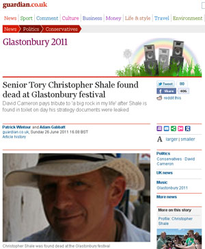 'Guardian noticia morte de membro da ala conservadora inglesa (Foto: Reprodução/guardian.co.uk)