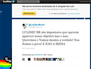 Primeiro grupo que usou o nome Lulzsec no Brasil acusa grupo rival de 'impostores' (Foto: Reprodução)