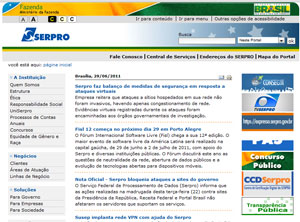 Página inicial do Serpro. Órgão defende tecnologias com software livre (Foto: Reprodução)