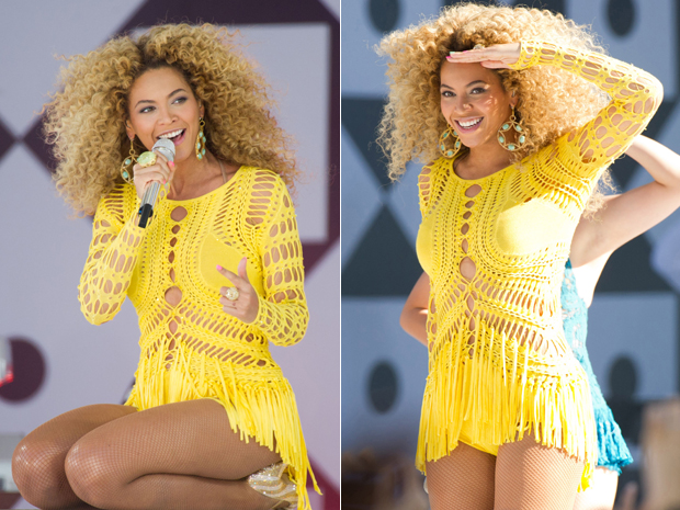 Beyoncé se apresenta no 'Good Morning America', programa da TV americana, nesta sexta-feira (1) (Foto: AP/Charles Sykes)