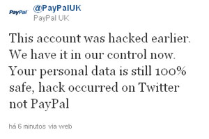 PayPal publicou mensagem confirmando o ataque de hackers no Twitter (Foto: Reprodução)