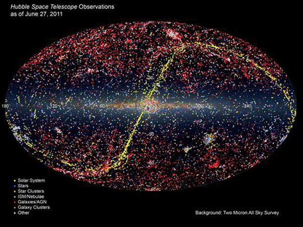 Mapa mostra todas as observações feitas pelo telescópio até o final de junho (Foto: Nasa)