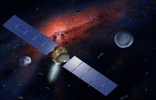 Depois de quarto anos, a nave Dawn entra na órbita do asteroide Vesta (Foto: Nasa)