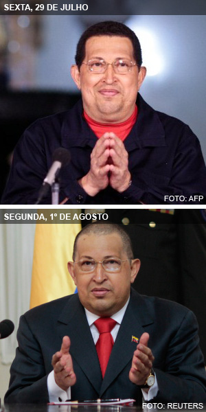 Montagem mostra a mudança na imagem do presidente venezuelano, Hugo Chávez (Foto: AFP/Reuters)