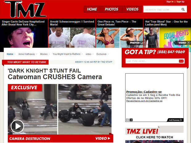 Site TMZ divulgou vídeo do momento do acidente no set de 'Cavaleiro das Trevas ressurge' (Foto: Reprodução/TMZ)