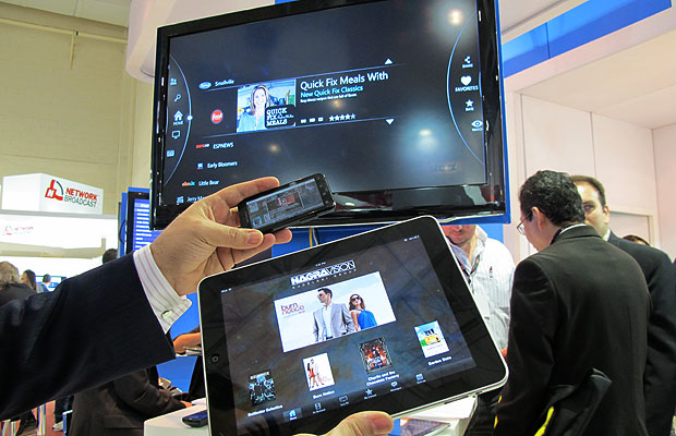 Tecnologia da Nagra permite acessar o conteúdo da TV por várias telas (Foto: Laura Brentano/G1)