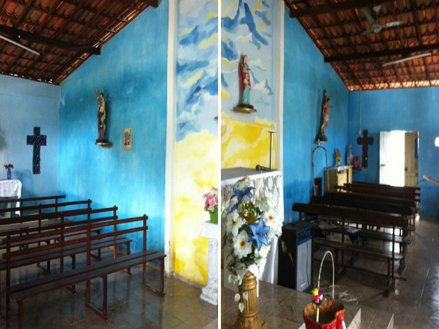 Imagens internas das partes lateriais da capela. Ambas seriam transformadas em garagens. (Foto: Diana Vasconcelos/G1 CE)