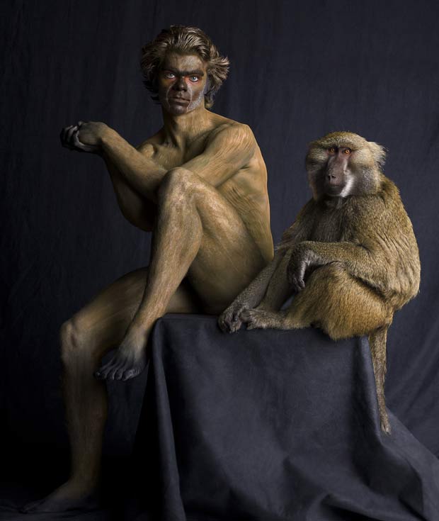 Modelo posa como babuíno. (Foto: Lennette Newell/Bacroft USA/Getty Images)