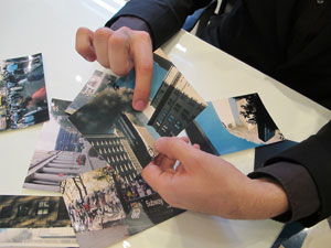 Tacito Cury mostra fotos das torres do WTC no dia 11 de setembro de 2011 (Foto: Mirella Nascimento/G1)