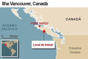 mapa terremoto canadá 1 9/9 (Foto: arte g1)