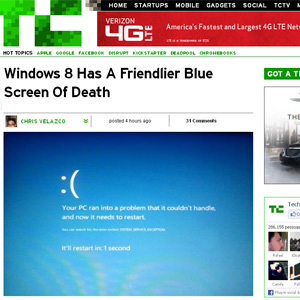 Tela azul do Windows 8 (Foto: Reprodução)