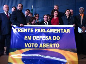 Deputados e entidades anticorrupção lançam frente pelo voto aberto (Foto: Livia Gomes/G1)