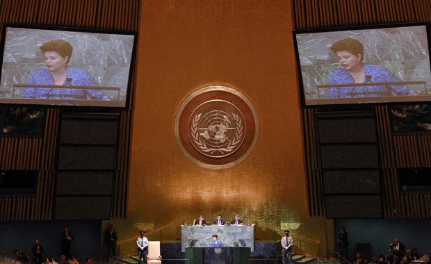 A presidente Dilma Rousseff durante discurso na Assembleia Geral da ONU, em Nova York (Foto: Reuters)