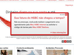 Alerta no site do HSBC. (Foto: Reprodução)