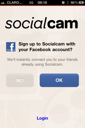 Controle de acesso do Socialcam permite integrar-se com o perfil no Facebook (Foto: Reprodução)