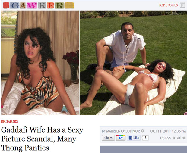 Mídia americana reproduziu as fotos da nora de Kadhafi (Foto: Reprodução/Gawker)