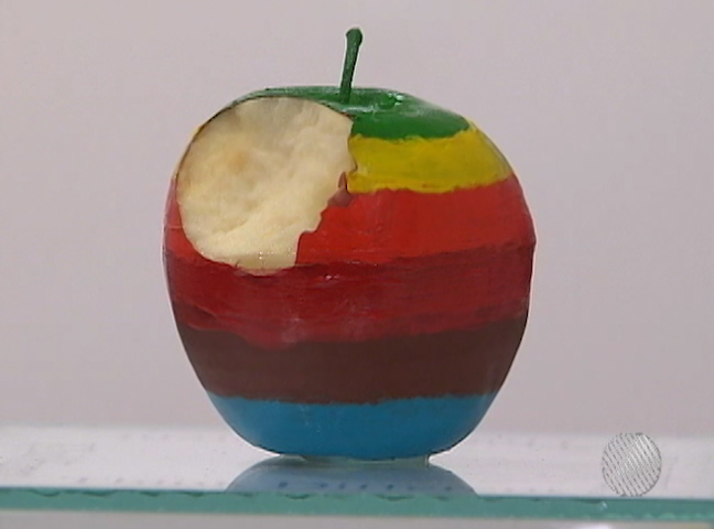 maça Apple, exposição comestível (Foto: Reprodução/Tv Bahia)