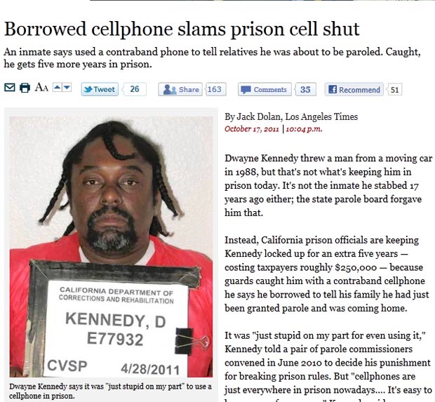 Dwayne Kennedy pegou 5 anos de cadeia por usar celular emprestado. (Foto: Reprodução/LA Times)