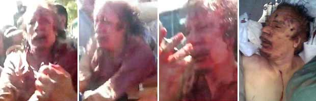 TV mostra vídeo de Kadhafi subjugado antes de morrer na Líbia (Foto: Reprodução de vídeo)