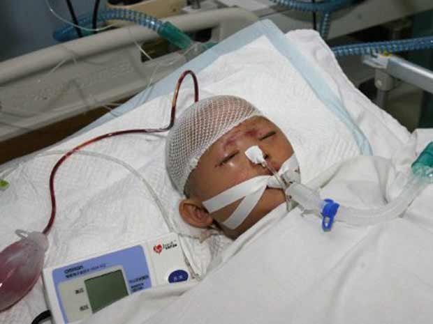 Wang Yue no hospital em 16 de outubro (Foto: AFP)