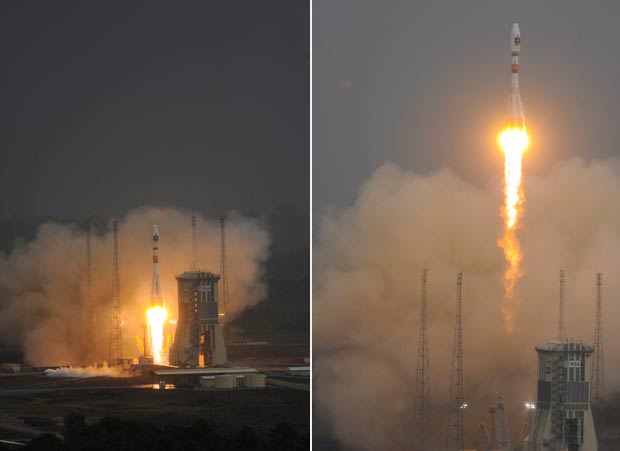 Lançamento foi o 1º do Soyuz fora do território da ex-União Soviética. (Foto: Reuters)