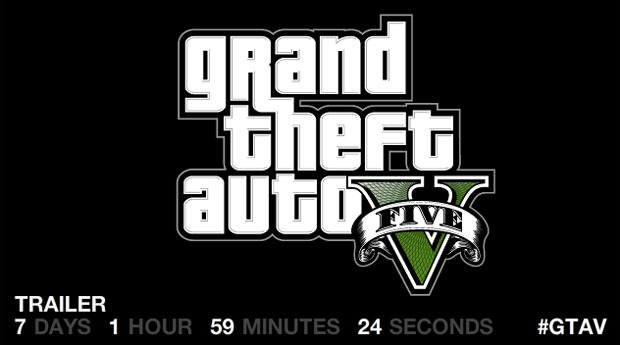 Site tem contador com o tempo que falta para o lançamento do trailer de 'GTA V' (Foto: Reprodução)