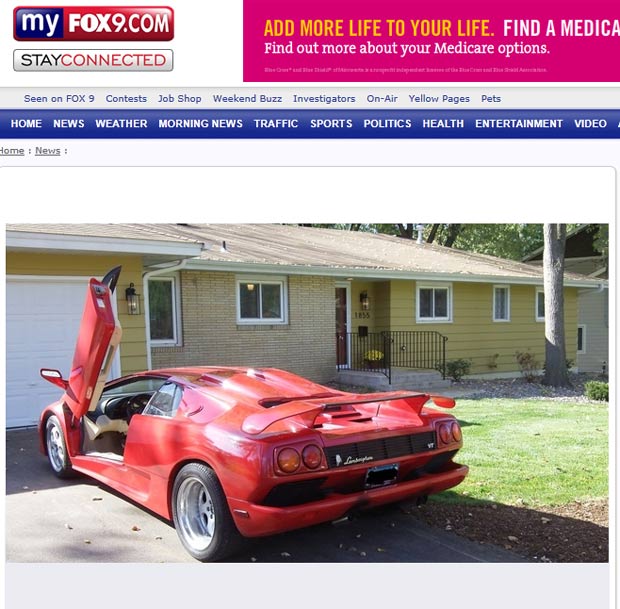 Casa colocada à venda em Golden Valley vem com uma Lamborghini Diablo na garagem. (Foto: Reprodução/Fox)