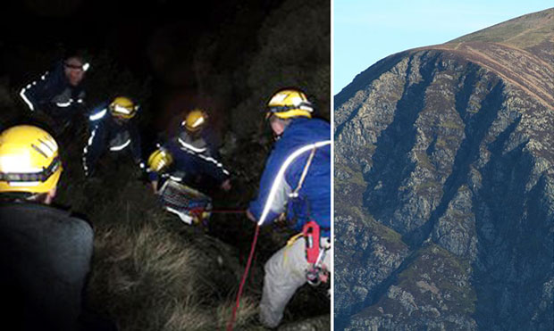 Homem é resgatado após queda de 90 metros (Foto: Cockermouth Mountain Rescue Team (esq.) / Steve Partridge/Wikimedia Commons)