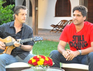 Victor e Leo entrevistados por Maureen Mattiello, do MSTV (Foto: Reprodução/TV Morena)