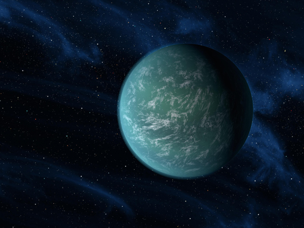 Ilustração mostra como seria o planeta Kepler 22b. (Foto: Ames / JPL-Caltech / Nasa)