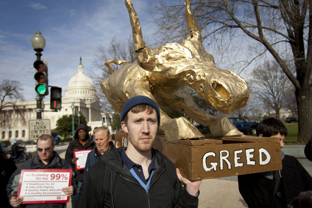 Bezerro foi levado em caminhada pelo centro de Washington (Foto: Toby Jorrin/AFP)