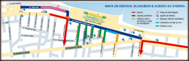 Mapa de desvios, bloqueios e acessos ao aterro (Foto: Arte/ Prefeitura de Fortaleza)