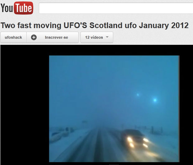 Supostos óvnis foram filmados no céu da Escócia (Foto: Reprodução/Youtube)