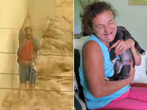 Ilair salva pela corda em 2011; após um ano, ela ganhou nova casa e cão (Foto: Montagem/ Reprodução TV Globo e Tássia Thum/G1)