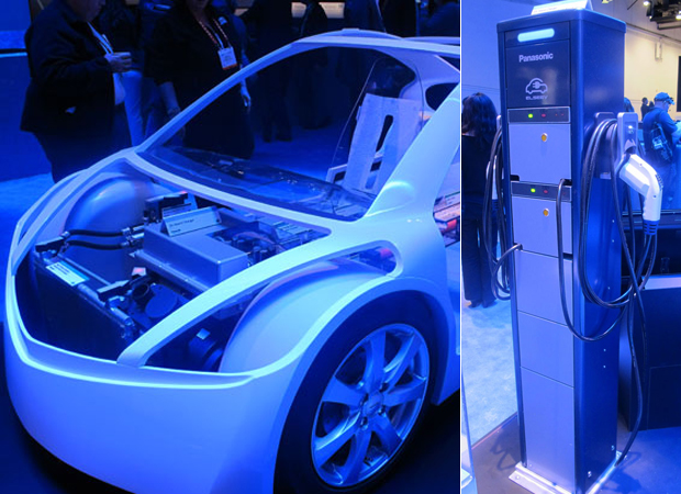Empresa também criou um carregador elétrico para o carro que substitui a bomba de gasolina em postos. (Foto: Gustavo Petró/G1)
