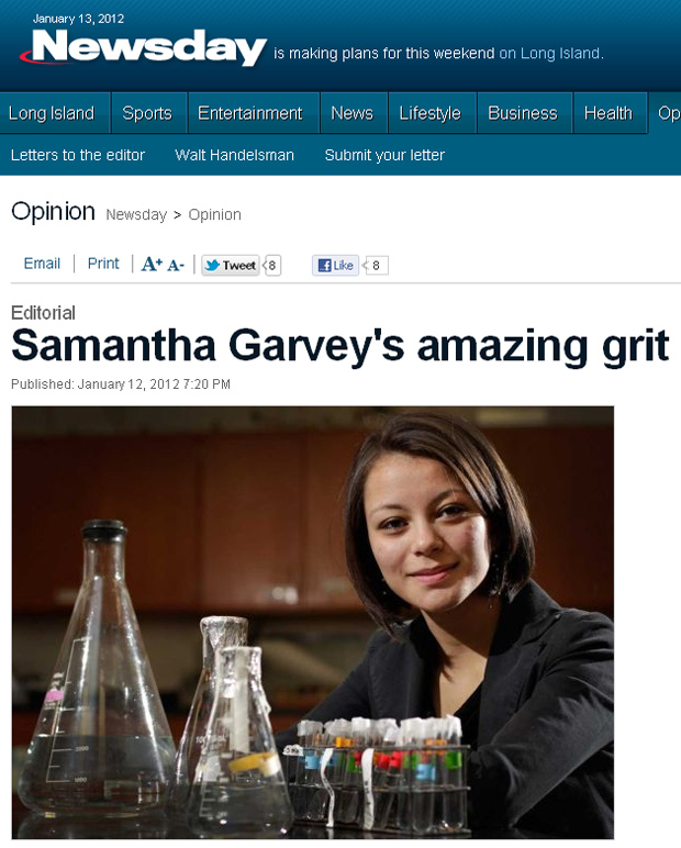 Samantha Garvey pode vencer um prêmio de US$ 100 mil. (Foto: Newsday / Reprodução)