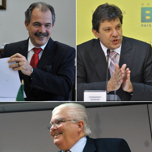 Acima: Aloizio Mercadante (esq.) e Fernando Haddad; abaixo: Marco Antônio Raupp (Foto: Agência Brasil)